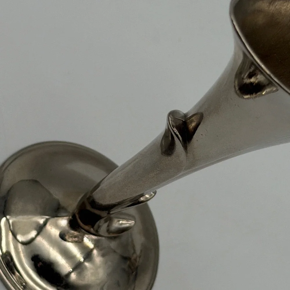 Vintage Calla Lily Bud Vase Silver Tone Metal Art Nouveau Style Floral 5 Inch